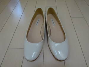  Italy made FABIO RUSCONI fabio rusko-ni* low heel soft enamel original leather pumps 36/23cm eggshell white 