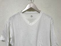 本物ヨンジュウゴアールピーエム45rpmコットン無地スラブVネック半袖TシャツメンズアメカジサーフビジネススーツL日本製白ホワイト3_画像2