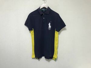 本物ポロラルフローレンPOLO RALPH LAURENコットンビッグポニー半袖ポロシャツメンズサーフアメカジミリタリービジネススーツS紺ネイビー