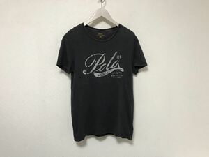 本物ポロラルフローレンPOLO Ralph Laurenコットンプリント半袖Tシャツメンズサーフアメカジミリタリーグレー黒S