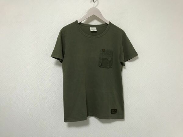 本物アルファインダストリーズALPHAコットンロゴプリント半袖TシャツメンズサーフアメカジミリタリービジネスSカーキ