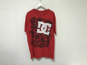 本物ディーシーシューズDCshoesコットンロゴプリント半袖TシャツメンズサーフアメカジミリタリーストリートスケーターXL赤レッド