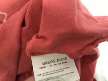 本物アルマーニジーンズARMANI JEANSコットンダメージ加工プリント半袖TシャツメンズサーフアメカジミリタリーストリートSピンク_画像5