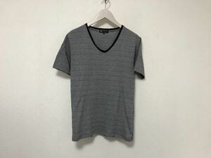 本物ミッシェルクランオムMICHELKLEIN hommeコットンVネック半袖Tシャツメンズサーフアメカジミリタリービジネススーツ48L黒白ホワイト柄