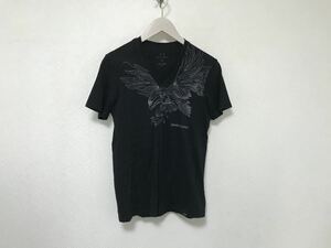 本物アルマーニエクスチェンジARMANI AXコットン刺繍柄半袖Tシャツメンズサーフアメカジミリタリービジネススーツ黒ブラックXS