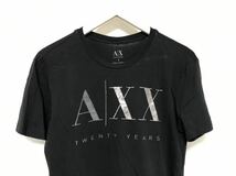 本物アルマーニエクスチェンジARMANI AXコットンロゴプリント半袖Tシャツメンズサーフアメカジミリタリービジネススーツ黒ブラックS_画像2