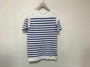 本物オーチバルORCIVALオーシバルコットンボーダー柄半袖Tシャツメンズサーフアメカジミリタリービジネススーツ白ホワイト青3Sフランス製