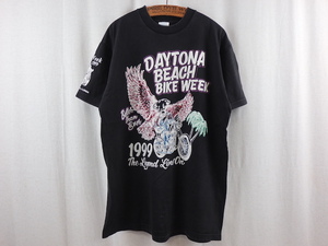 90s Daytona Beach Bike Week 1999 両面プリントTシャツ(メンズ L)ブラック ヴィンテージ