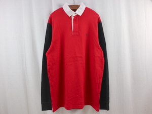 Polo by Ralph Lauren ラルフローレン 2トーン 長袖 ラガーシャツ(メンズ L)レッド ネイビー 90s