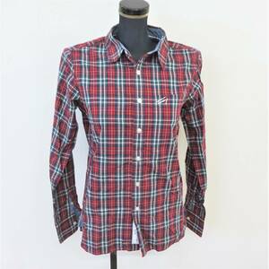 TOMMY Tommy Hilfiger long sleeve shirt S size check red cotton cotton 4805590