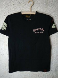 ｎ8005　LOW BLOW KNUCKLE　ローブローナックル　半袖　tシャツ　刺繍　デザイン　スカル　人気　バイカー　ライダース　送料格安