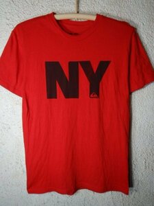 ｎ8033　QUIKSILVER　クイックシルバー　半袖　tシャツ　NY　プリント　デザイン　人気　ストリート　サーフ　送料格安