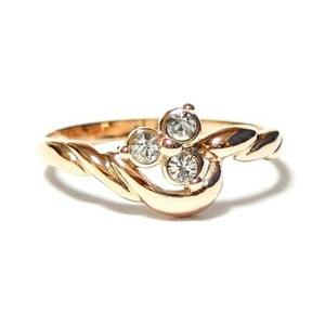 10 number three tsu star Swarovski crystal pink gold ring ring lady's 