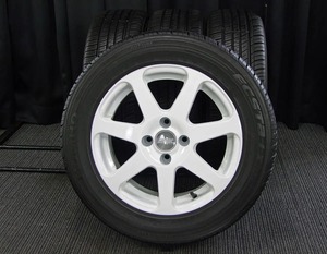 [中古リペアアルミサマー4本] 6J+40BMWミニR56対応ARTECハブリング付ホワイト195/60R15ツライチ美品MINIワンME14/SR16クーパーMF16/SU16