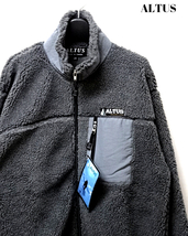 L 未使用【ALTUS Fleece Jacket Boa Jacket MADE IN CANADA Gray アルタス ボアジャケット カナダ製 パイル フリース レトロ グレー】_画像1