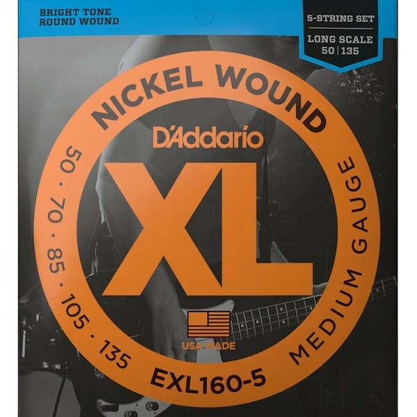 5弦用 D'Addario EXL160-5 Nickel Wound 050-135 Long Scale 050-135 ダダリオ ベース弦