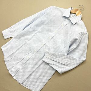 ブルックスブラザーズ ☆ BROOKS BROTHERS 長袖 格子柄 シャツ スリムフィット ホワイト ブルー 15.5-31 定番 ビジネス 紳士 スーツ■S455