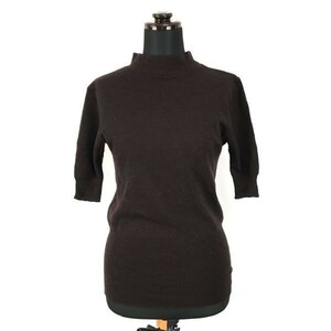  France made *zucca* wool / short sleeves sweater [1/ lady's S/ dark brown ] high‐necked / knitted cut and sewn / Zucca *BG834