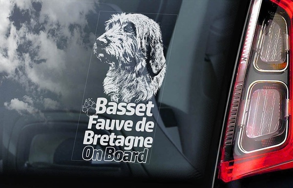 ◆バセット・フォーヴ・ド・ブルターニュ@外張り@カーステッカー 195×100mm@外貼り カー ステッカー 車 シール DOG ON BOAD D1@3435