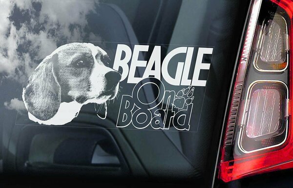 ◆送料無料【ビーグル】外張り@カーステッカー 220X100mm 外貼り カー ステッカー 車 ガラス DOG ON BOAD 犬 D2@2646-2