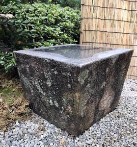  old .. old fine art miscellaneous goods ornament structure . tea garden tsubo garden shop on [. type four angle water pot *.] objet d'art terrace gardening natural stone water pot stone . bonsai orchid fields and mountains grass garden stone other 