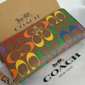 COACH 長財布 コーチ シグネチャー レインボー 日本未発売 C4537 新品未使用品 大人気商品 フォローで付属品プレゼント