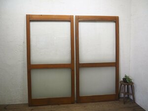 taF0761*(1)[H182cm×W93,5cm]×2 листов * ретро магазин. большой дерево рамка-оправа стекло дверь * двери раздвижная дверь вход дверь старый дом в японском стиле строительство материал Vintage M сосна 