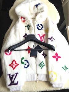 即決　新品タグ付　ルイヴィトン LOUIS VUITTON　幻のモデル　モノグラム　マルチカラー　ミンクファージャケット　フーディ☆50