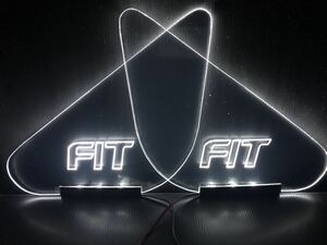Fit フィット GK3～6 系 専用 ホワイト LED 三角窓 エンブレム パネル・左右セット