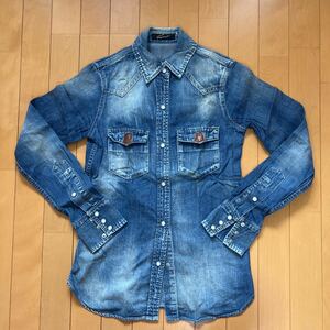 STUNNING LURE Denim shirt western shirt size 38 indigo Stunning Lure 