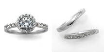 婚約指輪 安い 結婚指輪 セットリングダイヤモンド プラチナ 0.3カラット 鑑定書付 0.335ct Eカラー VVS2クラス 3EXカット H&C CGL_画像1
