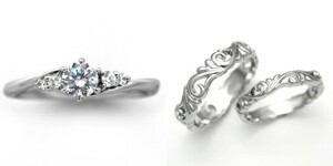 婚約指輪 結婚指輪 セットリング 安い ダイヤモンド プラチナ 0.3カラット 鑑定書付 0.369ct Gカラー VS2クラス 3EXカット H&C CGL