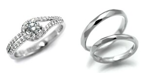 婚約指輪 安い 結婚指輪 セットリングダイヤモンド プラチナ 0.3カラット 鑑定書付 0.309ct Dカラー VS2クラス 3EXカット H&C CGL