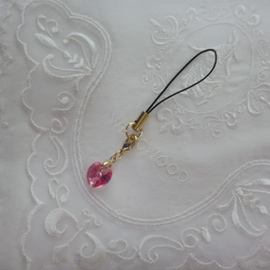 送料無料★新品★スワロフスキー★ハート★ストラップ★ピンクオーロラ★No.188