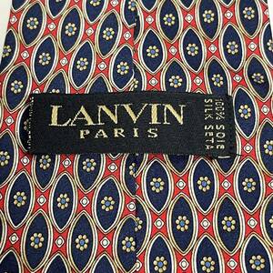 ランバン(LANVIN) ネイビー赤花柄デザインネクタイ