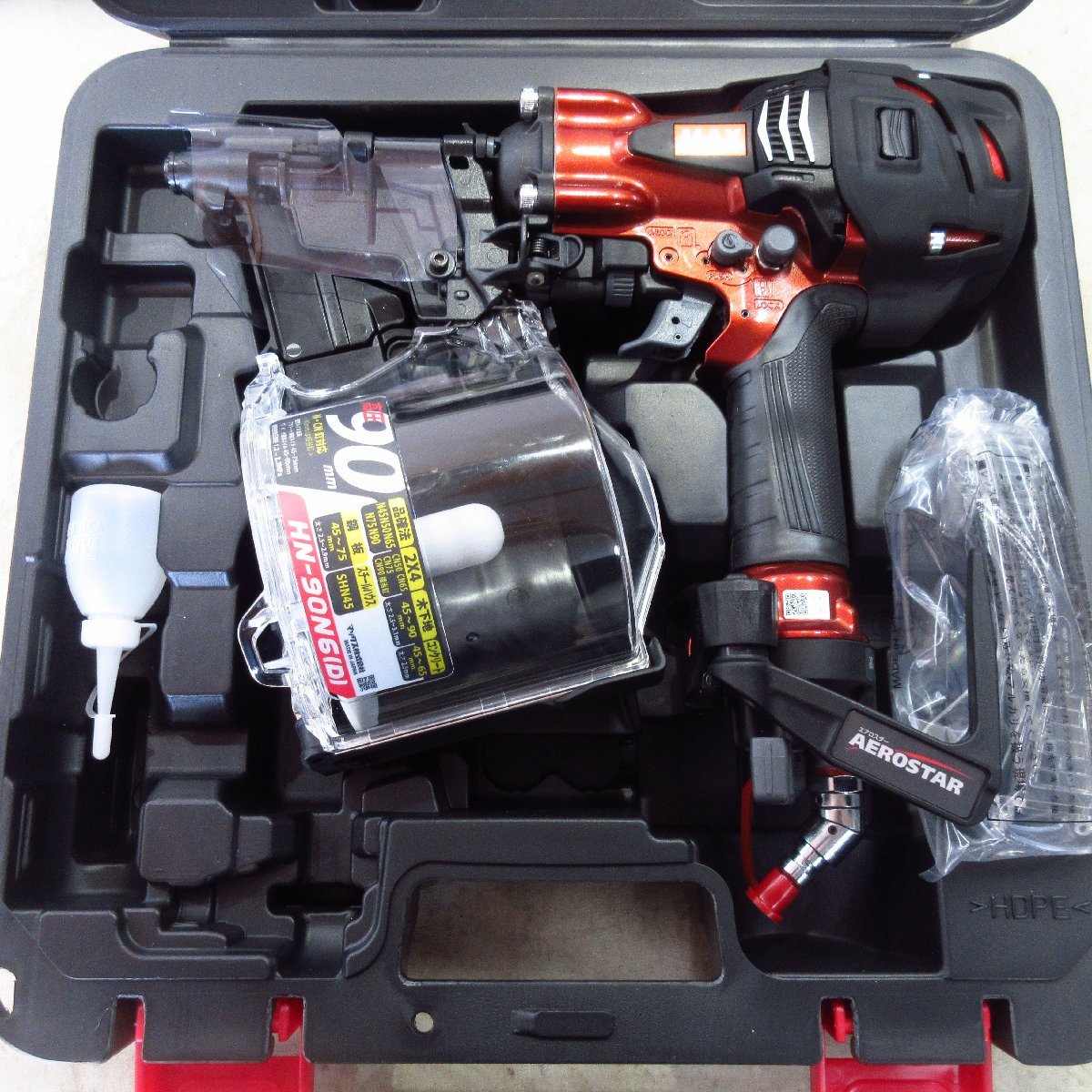 未使用 マックス MAX エア釘打機 HN-90N6(D)-R マイスターレッド 赤