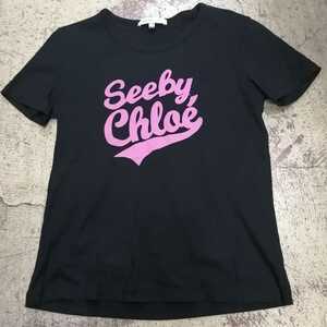 see by chloe　シーバイクロエ　プリント　黒　半袖　Tシャツ 八　a1