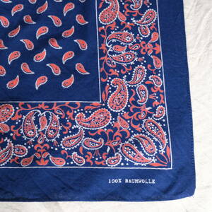  dead stock [ Europe Vintage ] cotton peiz Lee pattern bandana / blue red white blue red white series / France Work 