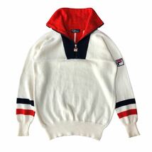 イタリア製 FILA ハイネックニット セーター 48 MADE IN ITALY フィラ ハーフジップ ビンテージ_画像1