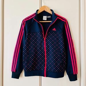 H828ch[adidas Adidas ] size 160cm jersey Kids lady's navy × pink Zip up jersey to ref . il 