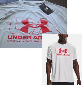 【既決USA】アンダーアーマー ★ UNDER ARMOUR@完売胸元&背中【UA】ロゴ入半袖Tシャツ【UA Men's Velocity 21230 T-Shirt】Light. Grey@XL