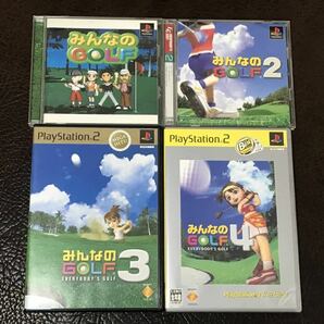 ★ 送料無料 PS1 PS2 ★ みんなのGOLF 1 + 2 + 3 + 4 動作確認済 説明書付き 付属品は写真参照 ★