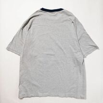 90's 00's ベーシックエディション クルーネック リンガー Tシャツ 半袖 (XL位) 霜降り灰×紺 無地 90年代 00年代 旧タグ オールド_画像3