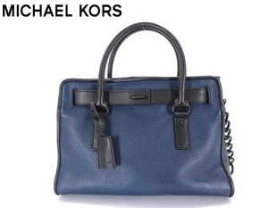  прекрасный товар Michael Kors Michael Kors чёрный × темно-синий кожа плечо имеется 2WAY ручная сумочка 