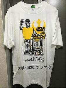 【即決・送料無料】 スターウォーズ　ソフトバンクホークス　Tシャツ（C3PO & R2-D2）Lサイズ　白　dive
