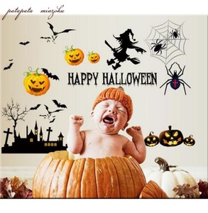  Halloween wall sticker A interior seal the glass film patamin wallpaper window equipment ornament sticker display store furniture 