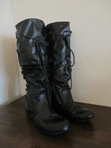 ISIS black wrinkle processing boots (USED)90717