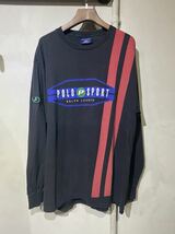 【即決】90s polo sport ralph lauren ポロスポーツ ラルフローレン ロング Tシャツ カットソー Pパッチ 黒 usa アメリカ製 古着 M_画像2