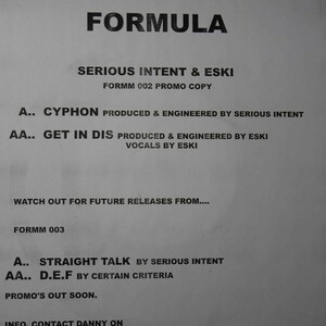 アナログ ●輸入盤 ～ Various Cyphon / Get In Dis ～ レーベル: Formula Music FORMM002