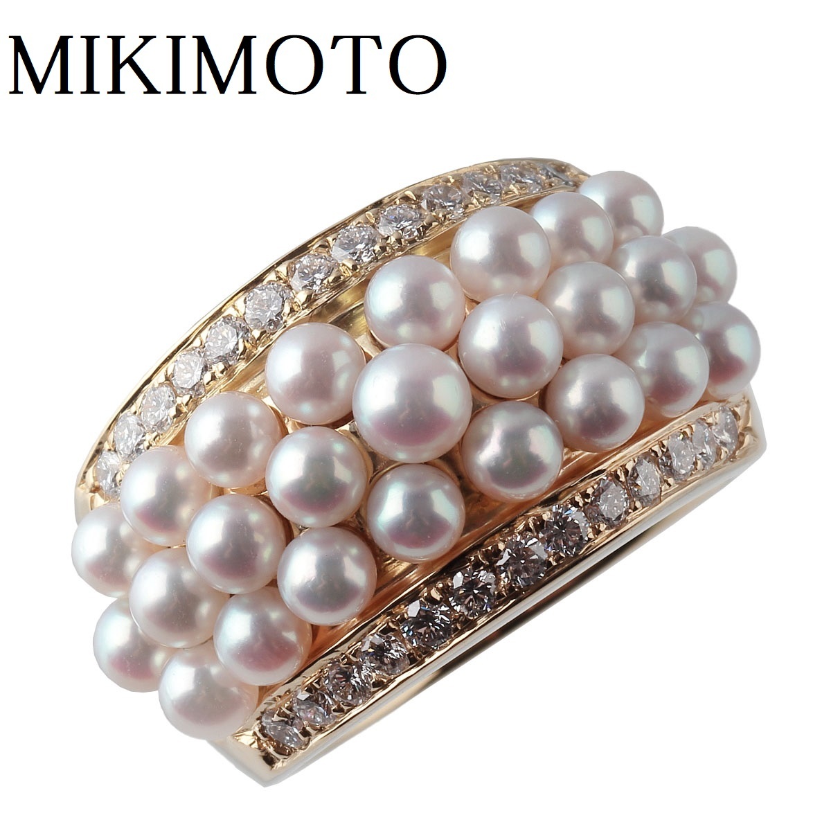 アイボリー×レッド (ミキモト)MIKIMOTO ダイヤ ドッツ イヤリング